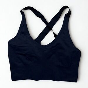 Black Criss Cross Back Sports Bra Wireless Stretch Activewear Size Small